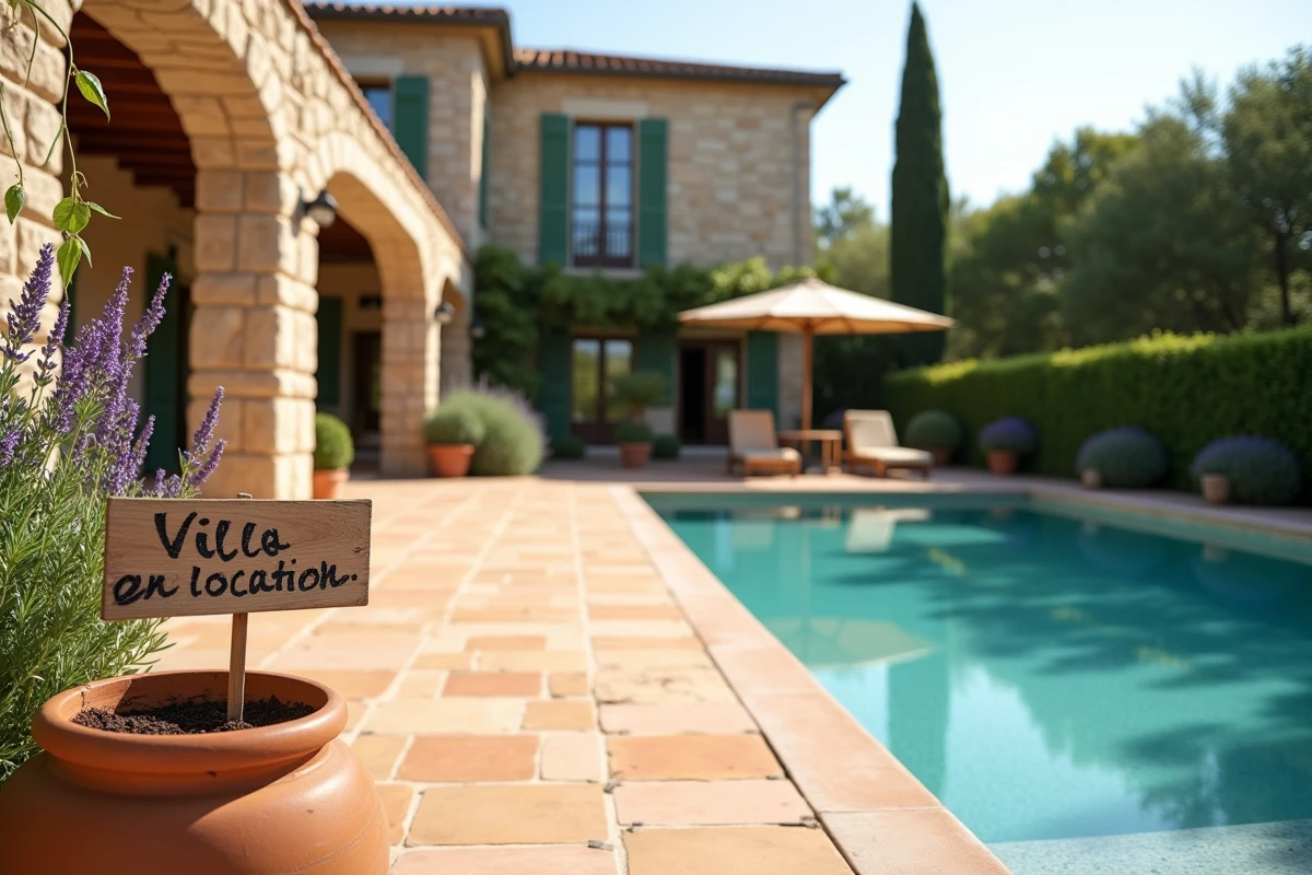 Extérieur d'une villa provençale avec piscine proposée en location saisonnière