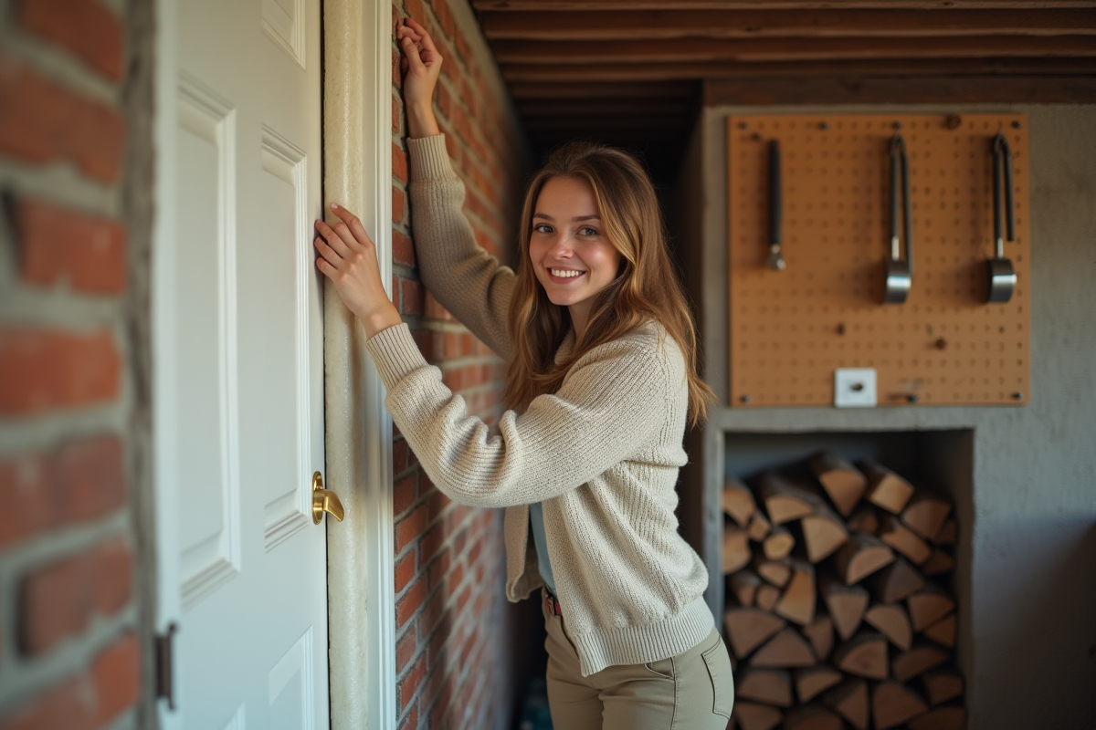 Jeune femme pose de l